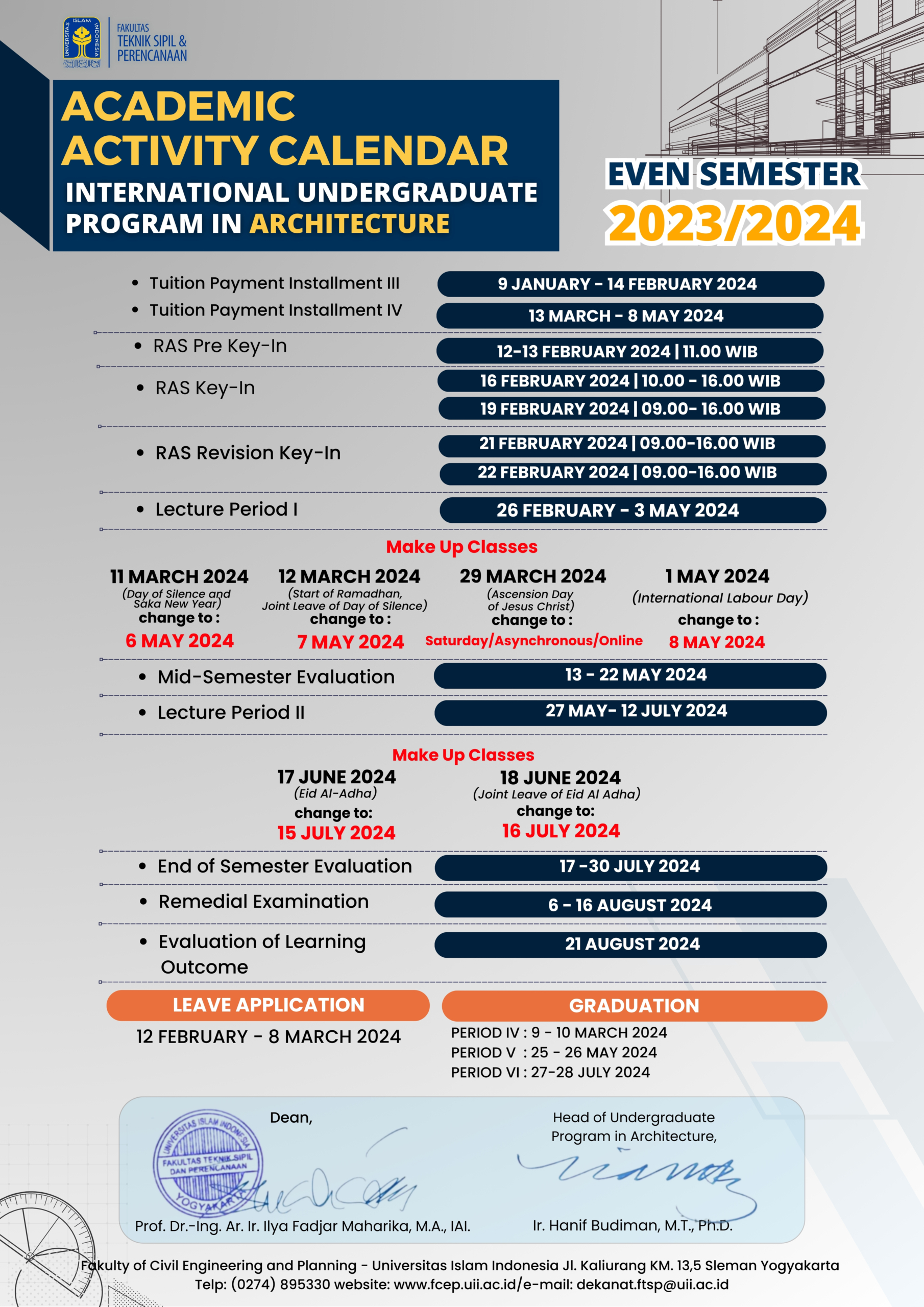 Kalender Kegiatan Akademik Fakultas Teknik Sipil Dan Perencanaan Uii