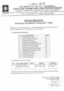 Pengumuman Revisi Key In Semester Genap 2017/2018