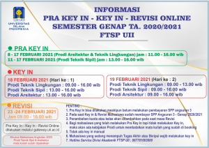 Informasi Pra dan Key In Semester Genap Tahun Akademik 2020/2021 Fakultas Teknik Sipil dan Perencanaan UII