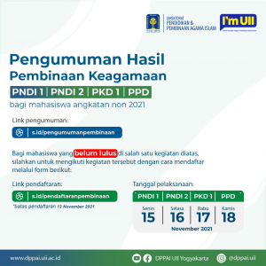 Pengumuman Hasil Pembinaan Keagamaan Mahasiswa Non 2021