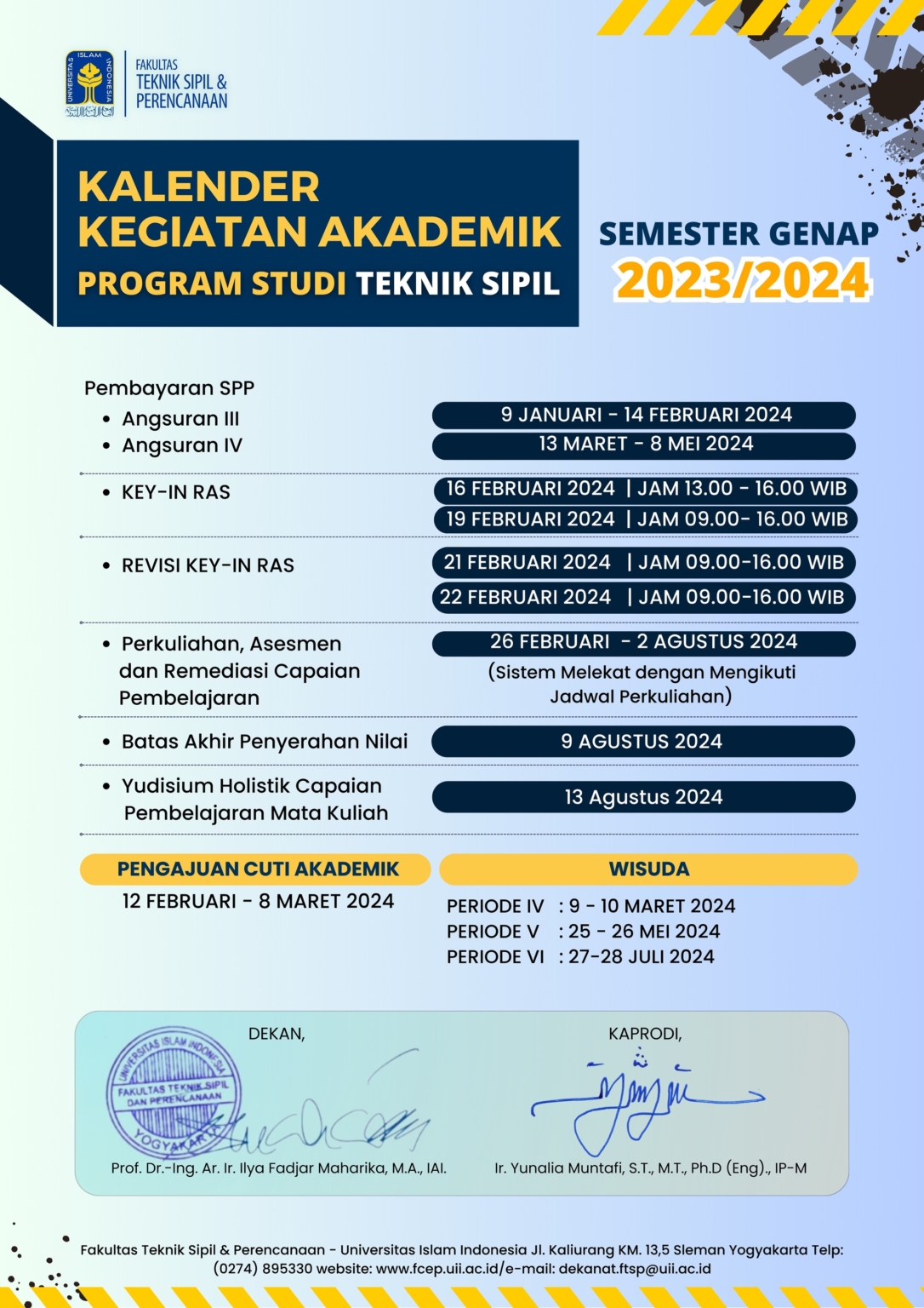 KALENDER KEGIATAN AKADEMIK FAKULTAS TEKNIK SIPIL DAN PERENCANAAN UII ...